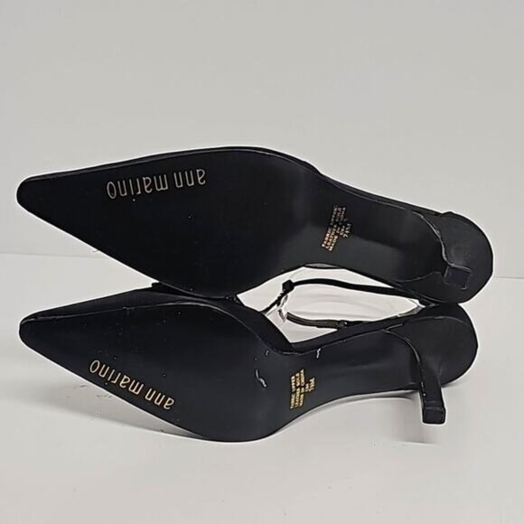 Ann Marino Crystal Trim Pointed Toe Black High Heel Adjustable Ankle Strap 7.5M - Picture 11 of 13